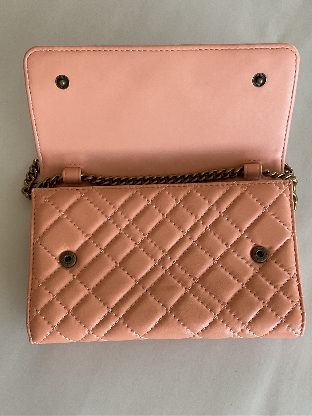 KURT GEIGER Quilted Peach Leather Chain Crossbody | Shoulder Bag - Picture 8 of 16